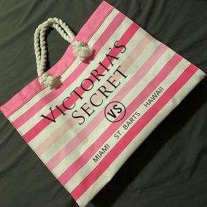 Victoria’s Secret Pink Striped Canvas Tote